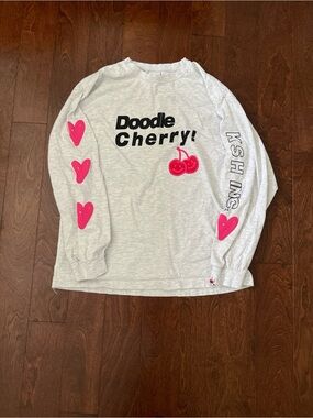 KIRSH Long Sleeve Tee — Light Gray with Pink Accents